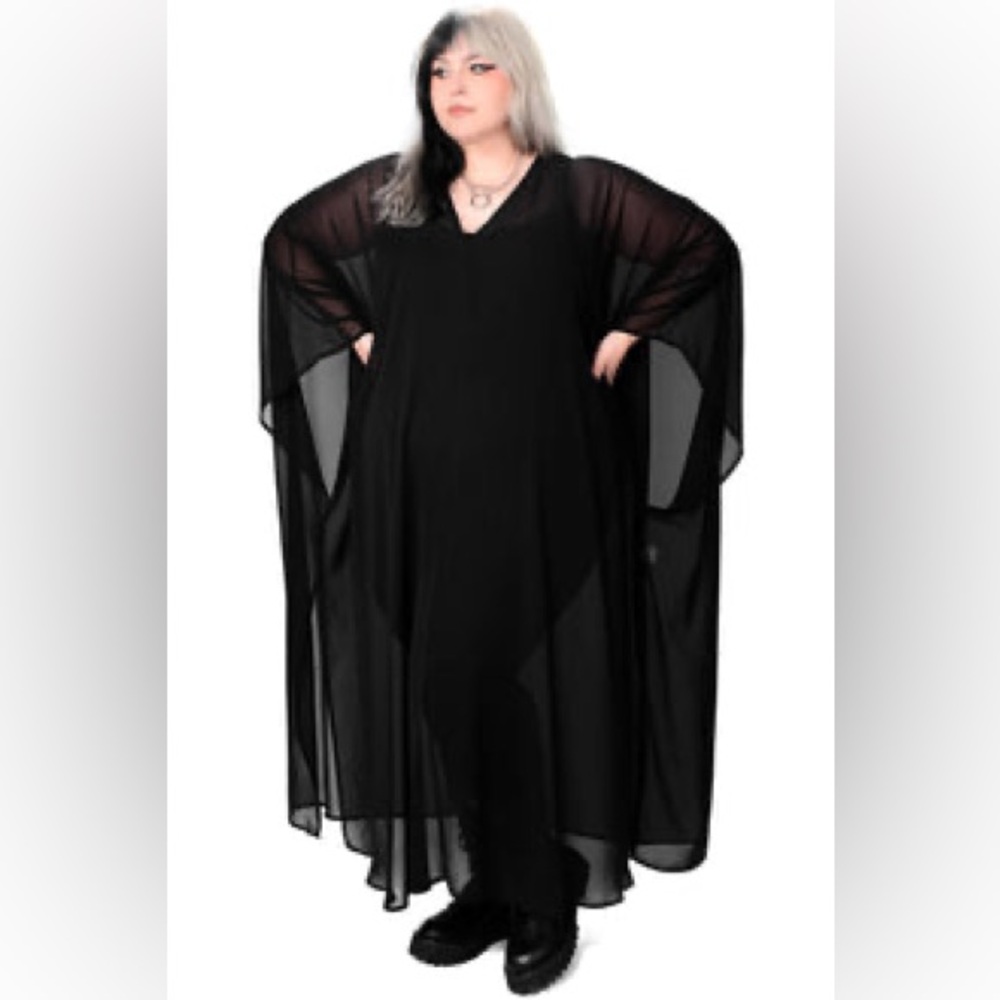 Foxblood Black Sheer Kaftan
